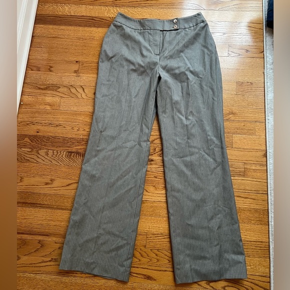 Brooks Brothers Women’s Gray Wide Leg Pinstripe Wool Silk Pants Size 10 Career - Picture 1 of 5